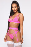 Body Language 3 Piece Garter Set - Hot Pink