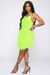 Come Pull My Strings Mini Dress - Lime