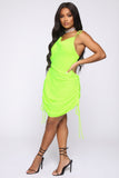 Come Pull My Strings Mini Dress - Lime