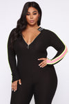 All Zipped Up Jumpsuit - Black/Neon