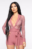 Always Lovely Lace Romper - Dark Mauve