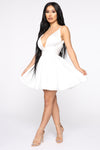 Sweet Serenity Satin Flare Dress - White