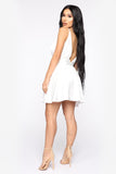 Sweet Serenity Satin Flare Dress - White