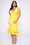 Dates With Babe Ruffle Dress - Yellow