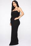 You Can Unravel Me Ribbed Maxi Dress - Black