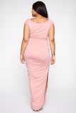 Call Me Elastic Ruched Maxi Dress - Pink