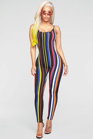 Stripe Season Jumpsuit - Black/Multi