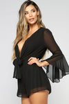 Salma Chiffon Romper - Black