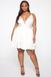 Sweet Serenity Satin Flare Dress - White