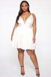 Sweet Serenity Satin Flare Dress - White