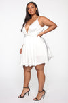 Sweet Serenity Satin Flare Dress - White