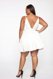 Sweet Serenity Satin Flare Dress - White