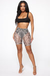Amazon Eve Mesh Biker Shorts - Nude/Black