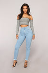 Work Harder Ankle Jeans - Medium Blue Wash