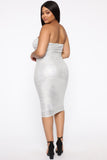 Always A Party Metallic Midi Dress - Silver