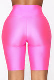 Nova Bae-sic Biker Short In Glossy Fabric - Neon Pink