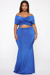 Cut For Elegance Off Shoulder Maxi Dress - Light Royal