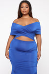Cut For Elegance Off Shoulder Maxi Dress - Light Royal