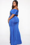 Cut For Elegance Off Shoulder Maxi Dress - Light Royal