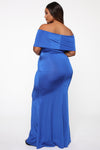Cut For Elegance Off Shoulder Maxi Dress - Light Royal