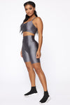 Nova Bae-sic Bermuda Biker Short In Glossy Fabric - Grey