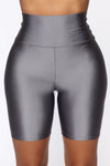 Nova Bae-sic Bermuda Biker Short In Glossy Fabric - Grey