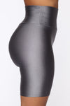 Nova Bae-sic Bermuda Biker Short In Glossy Fabric - Grey