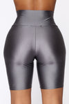 Nova Bae-sic Bermuda Biker Short In Glossy Fabric - Grey