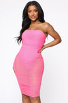 Meet Me In The Club Ruched Mini Dress - Pink