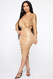 Owning The Night Mini Dress - Gold