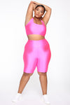 Nova Bae-sic Biker Short In Glossy Fabric - Neon Pink
