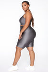 Nova Bae-sic Bermuda Biker Short In Glossy Fabric - Grey