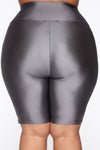 Nova Bae-sic Bermuda Biker Short In Glossy Fabric - Grey