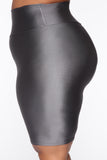 Nova Bae-sic Bermuda Biker Short In Glossy Fabric - Grey