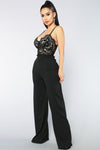 Roof Top Date Lace Jumpsuit - Black