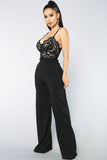 Roof Top Date Lace Jumpsuit - Black