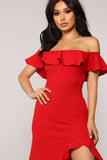 Chasin' Love Ruffle Dress - Red