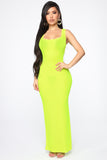 Mulberry Street Maxi Dress - Neon Lime
