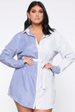 Holding Back Shirt Dress - Blue/White