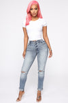 Bianca High Rise Distressed Skinny Jeans - Medium Blue Wash