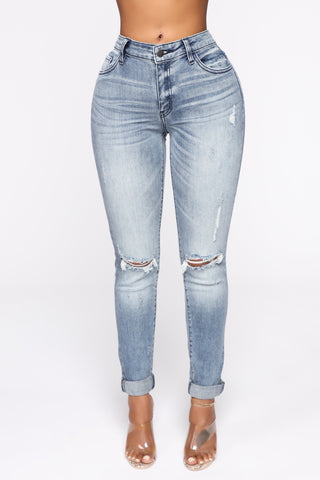 Bianca High Rise Distressed Skinny Jeans - Medium Blue Wash