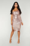 Fiona Sequin Dress - Champagne