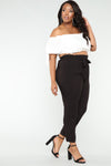 Classic Paper Bag Waist Pants - Black