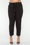 Classic Paper Bag Waist Pants - Black