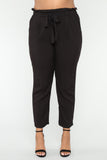 Classic Paper Bag Waist Pants - Black