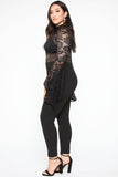 Fame Monster Lace Jumpsuit - Black