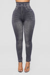 Larissa Denim Print Leggings - Black
