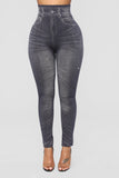 Larissa Denim Print Leggings - Black