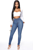 Classic High Waist Skinny Jeans - Medium Blue Wash