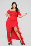 Chasin' Love Ruffle Dress - Red